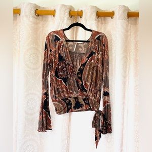 Free People- Paisley Print Boho Wrap Top